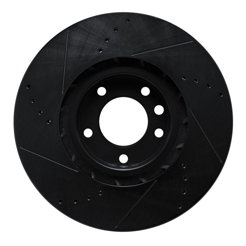 Porsche Cayenne Brake Rotor (1) - Left Front - R1 Concepts - Drilled & Slotted - Black - `11-`18
